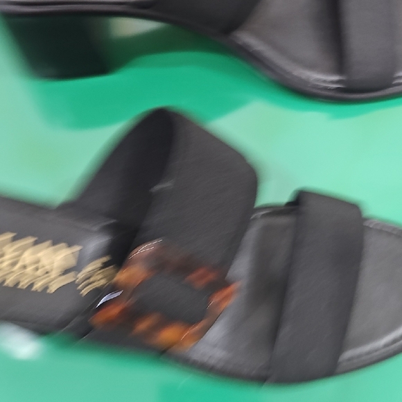 Italian ShoemakersSandals Resort, Vacation, Black Mules with Tortoise Accent - Picture 5 of 8